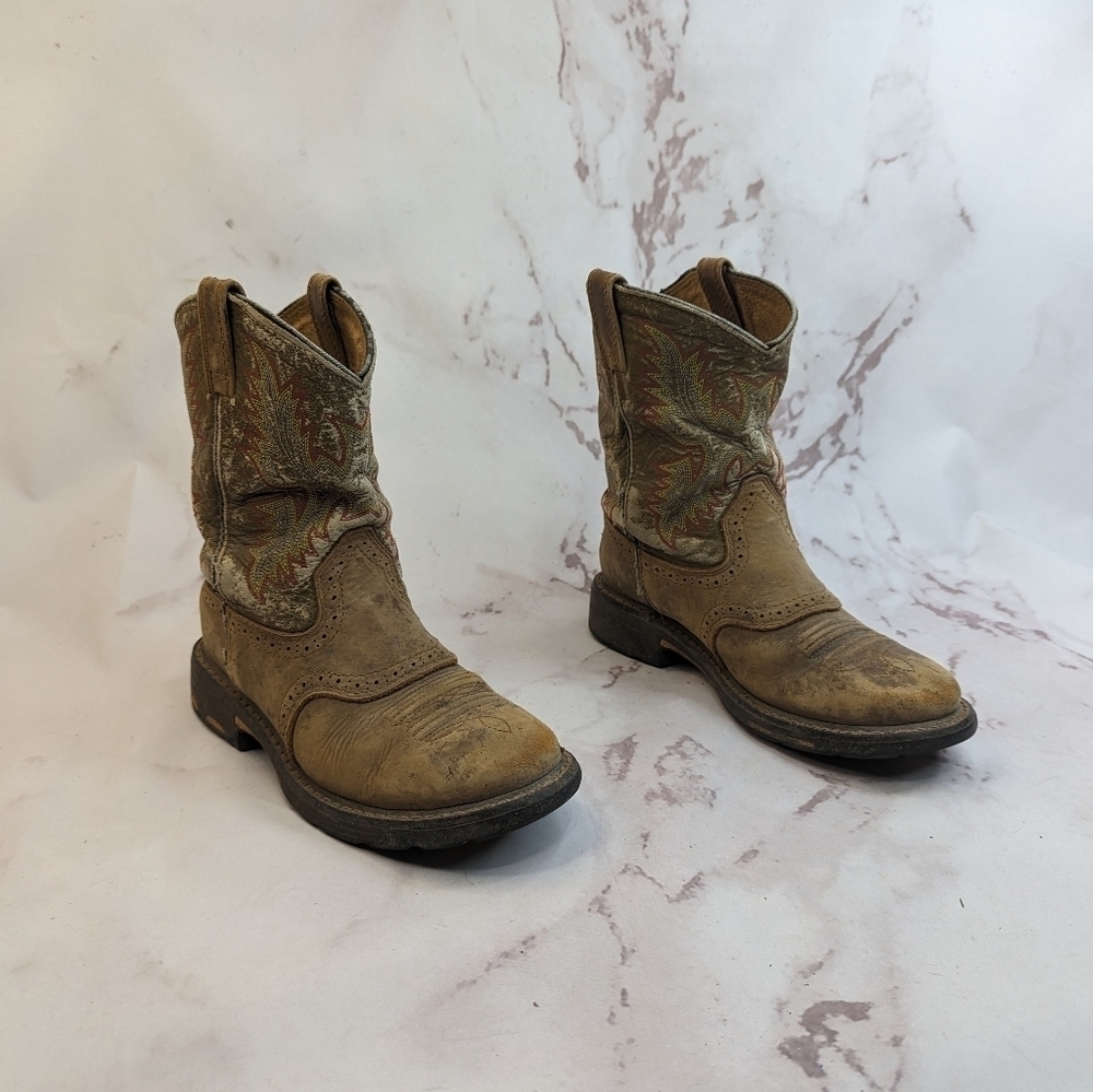 Ariat Boot Boys 3 Workhog Western Cowboy Cowgirl Kid Youth Brown Leather 1007836